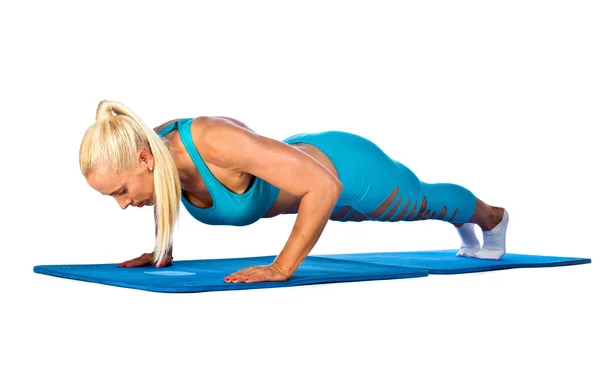 Fit woman working on push up — Stock Photo, Image