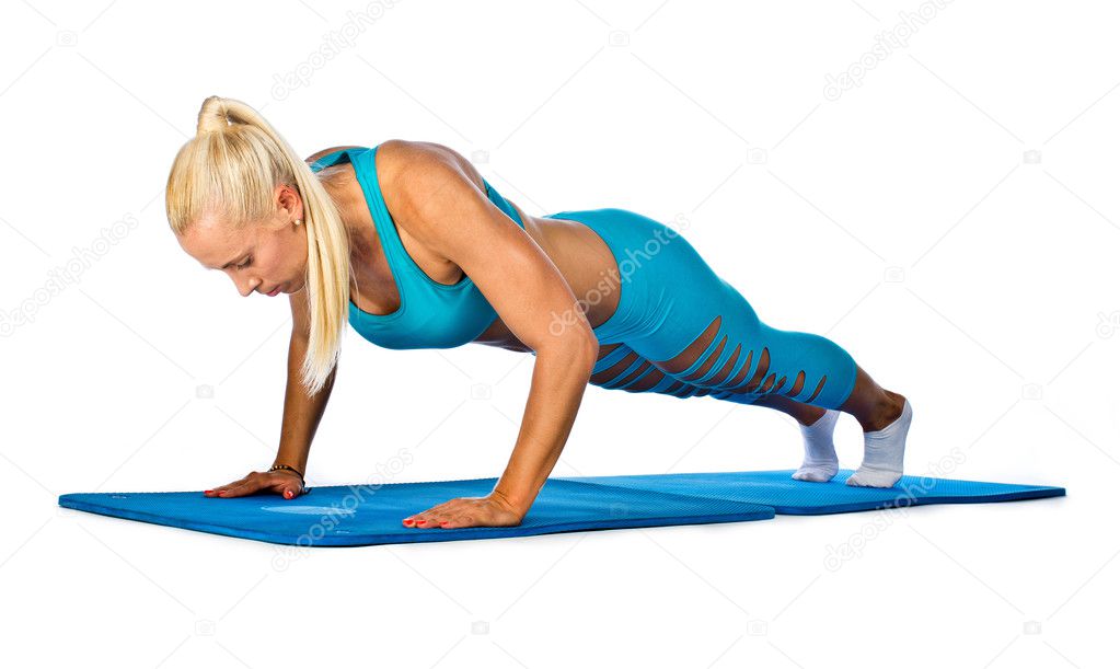 fit woman working on push up
