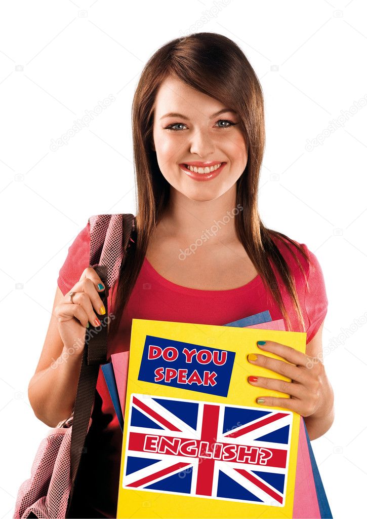 teen girl learning english language