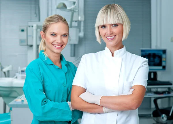 Woman doctor gynecologist or oncologist with assistent — Stock Photo, Image