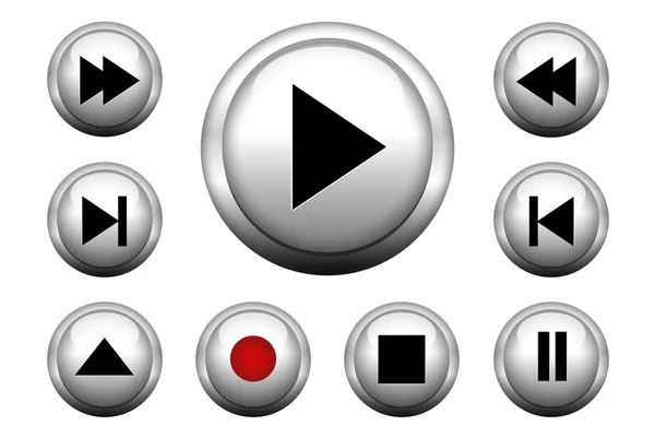 Web-Buttons für Medien eingestellt — Stockvektor