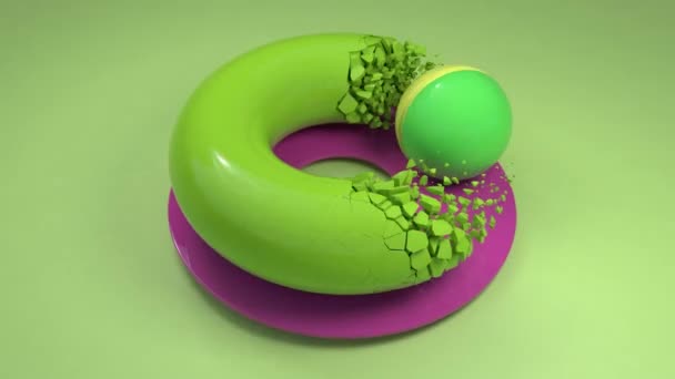 Loop Animation Green Torus Sphere Moves Circular Trajectory Location Sphere — Stock Video