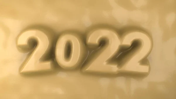 Rendering New Year Date 2022 Date Yellow Gelatinous Surface Illustration — Stock Photo, Image