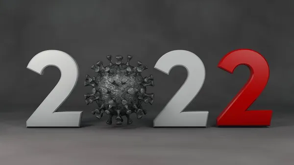 2022 Dátum Ábrázolása Nulla Helyett Vaskoronavírus Katasztrófa Gondolata Koronavírus Éve — Stock Fotó