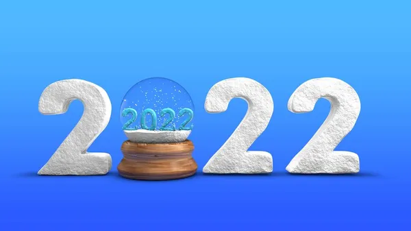2022 Dátum Ábrázolása Nulla Helyett Egy Kristály Hógömb Egy Gyönyörű — Stock Fotó