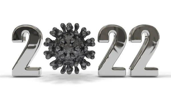 Representación Fecha 2022 Lugar Cero Coronavirus Hierro Representación Fecha Plata —  Fotos de Stock