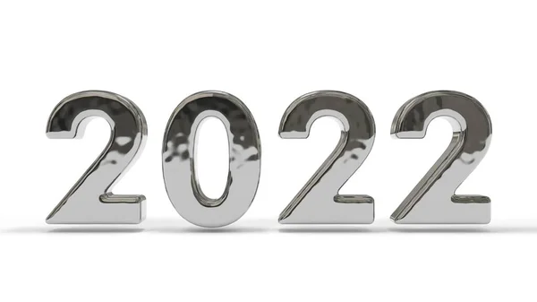 Rendering Silver Date 2022 Isolated White Background — Stock Photo, Image