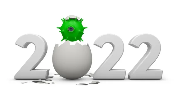Απόδοση Της Ημερομηνίας Του 2022 Νέο Έτος Και Πράσινο Μονόφθαλμο — Φωτογραφία Αρχείου