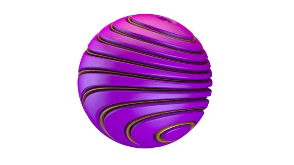 Рендеринг Абстрактной Фиолетовой Сферы Волнистой Поверхностью Сфера Изолирована Белом Фоне — стоковое фото