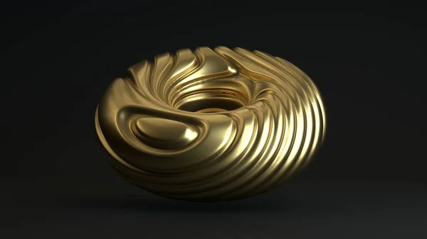 Weergave Van Een Geometrische Figuur Ring Torus Een Gouden Object — Stockfoto