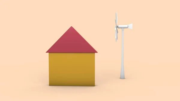 Rendering House Wind Generator Stylized Image Symbol Renewable Energy — Stock Photo, Image