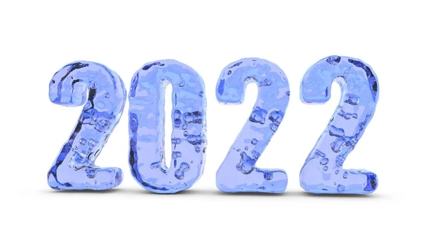Renderização Data Ano Novo 2022 Texto Água Com Bolhas Água — Fotografia de Stock
