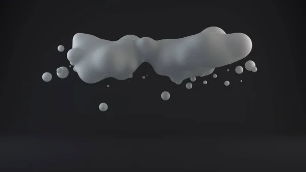 Рендеринг Абстрактного Облака Молочных Белых Капель Черном Пространстве Футуристический Дизайн — стоковое фото
