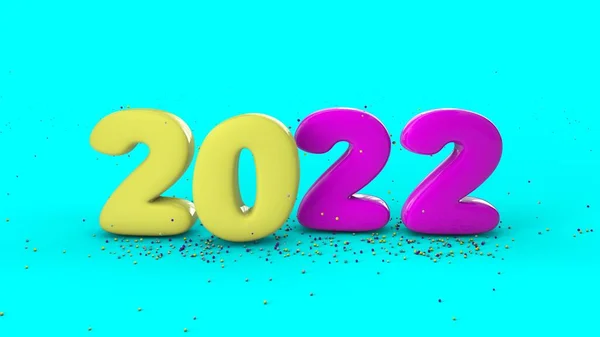 Weergave Van Nieuwjaarsdatum 2022 Kleurrijke Nummers Kinderstijl Vrolijk Design — Stockfoto