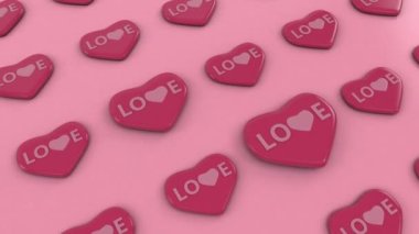 Bir çok pembe kalbin 3 boyutlu animasyonunu metin sevgisiyle döndür. Kalpler Sevgililer Günü 'nün sembolüdür. Aşkın ve iyi hislerin işareti..