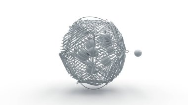 Bir sürü kürenin 3D görüntülenmesi, uzaydaki damlacıklar rastgele düzenlenmiş bir ızgarayla çevrili, spiral. Arkaplan için soyut resim.