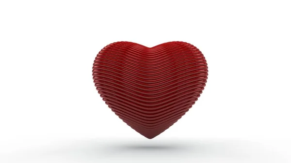 Renderização Grande Coração Vermelho Sobre Fundo Branco Isolado Coração Composto — Fotografia de Stock