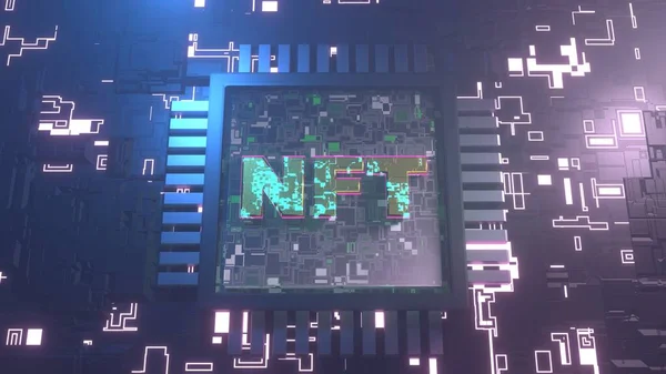 Processzor Számítógépes Háttér Chipek Processzorok Nft Szöveget Digitális Technológiák Művészet — Stock Fotó