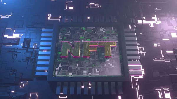 Representación Del Procesador Fondo Computadora Chips Procesadores Con Texto Nft —  Fotos de Stock