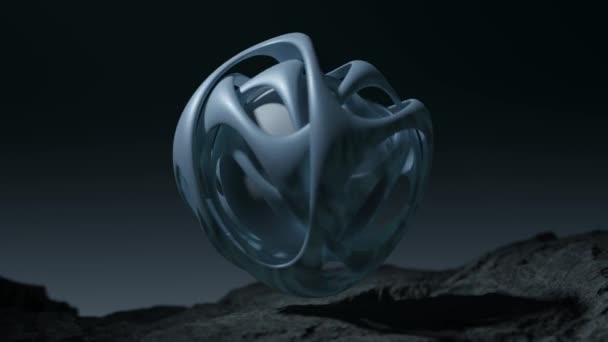 移動キューブと抽象的な球のループ3Dアニメーション 神秘的な未来の物体 神秘的な球体 抽象的な背景 未来的なデザイン — ストック動画