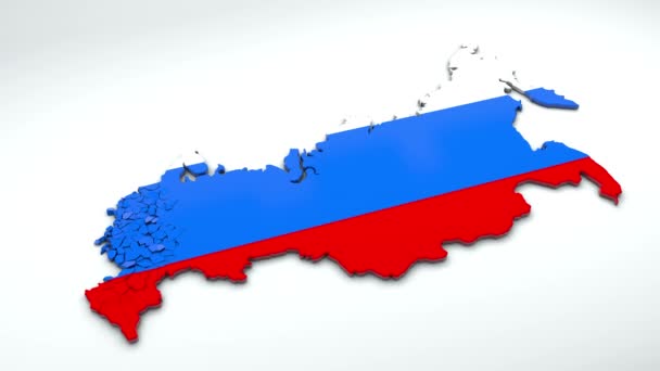 ロシア地図の3Dアニメーション ロシアの領土は断片化している ウクライナとの戦争の結果のアイデア 政治的 軍事的敗北 — ストック動画