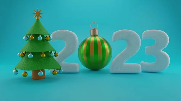 Representación Una Ilustración Año Nuevo Fecha Año Nuevo 2023 Árbol —  Fotos de Stock