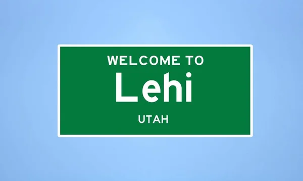 Lehi, Utah város határtáblája. Városi jelzés az USA-ból. — Stock Fotó