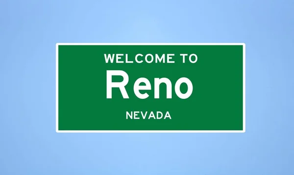 Reno, Nevada city limit sign. Segnale della città dagli Stati Uniti. — Foto Stock