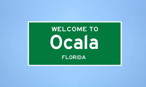 Ocala, sinal de limite da cidade da Flórida. Assinatura da cidade dos EUA. — Fotografia de Stock