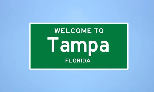 Tampa, Florida város határjelzése. Városi jelzés az USA-ból. — Stock Fotó