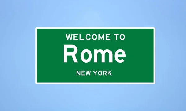 Rome, New York city limit sign. Tanda kota dari Amerika Serikat. — Stok Foto