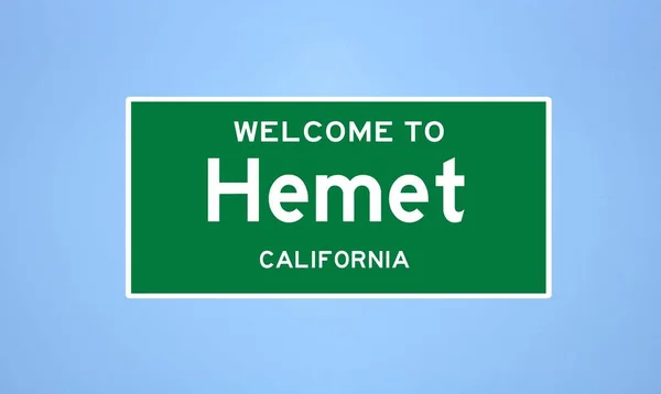 Hemet, Kalifornien Ortseingangsschild. Ortsschild aus den USA. — Stockfoto
