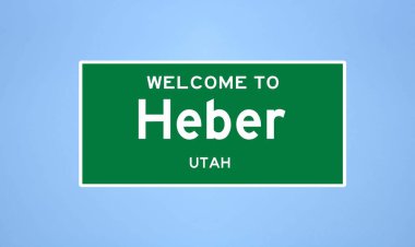 Heber, Utah şehir sınırı tabelası. Amerika 'dan kasaba tabelası.
