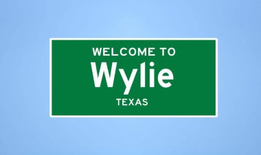 Wylie, Texas şehir sınırı tabelası. Amerika 'dan kasaba tabelası.