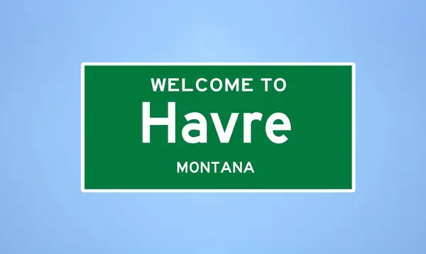 Havre, Montana város határjelzése. Városi jelzés az USA-ból. — Stock Fotó