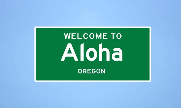 Aloha, Oregon stadsgräns skylt. Stadsskylt från USA. — Stockfoto