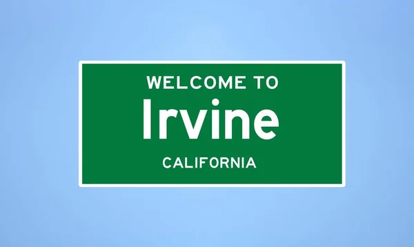 Irvine, California şehir sınırı işareti. Amerika 'dan kasaba tabelası.