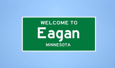 Eagan, Minnesota şehir sınırı tabelası. Amerika 'dan kasaba tabelası.