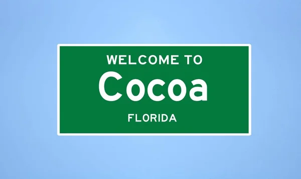 Межа меж міста Какао, Флорида. Міський знак зі США. — стокове фото