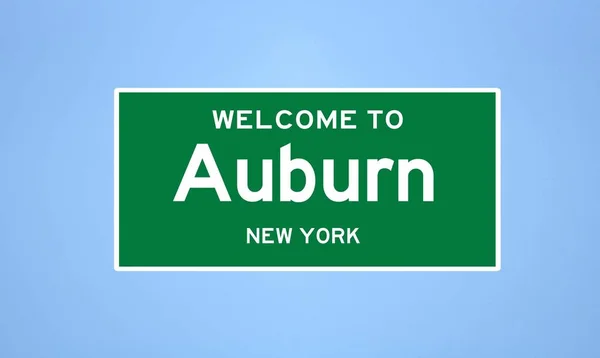 Auburn, New York city limit sign. Town sign from the USA. — Stock Photo, Image