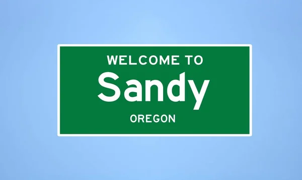 Sandy, señal de límite de Oregón. Señal de la ciudad de los Estados Unidos. —  Fotos de Stock