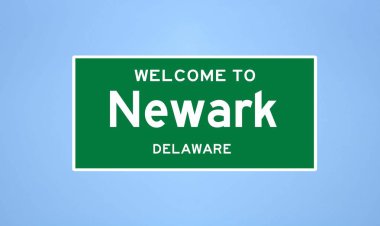 Newark, Delaware şehir sınırı tabelası. Amerika 'dan kasaba tabelası.
