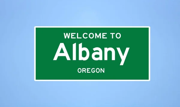 Albany, Oregon stadsgräns skylt. Stadsskylt från USA. — Stockfoto
