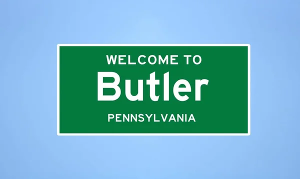 Butler, Pennsylvania város határátkelőhelye. Városi jelzés az USA-ból. — Stock Fotó