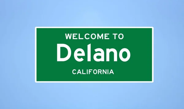 Delano, Kalifornská hranice. Městská značka z USA. — Stock fotografie