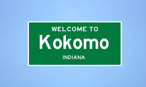 Kokomo, Indiana City limit tábla. Városi jelzés az USA-ból. — Stock Fotó
