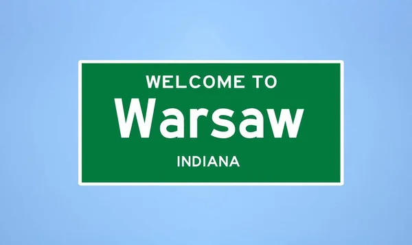 Varşova, Indiana şehir sınırı tabelası. Amerika 'dan kasaba tabelası.