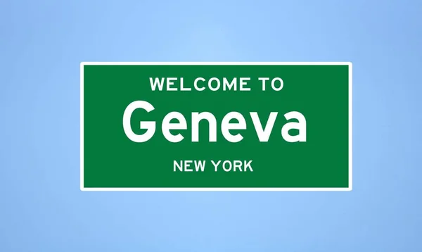 Geneva, New York city limit sign. Town sign from the USA. — Stock Photo, Image