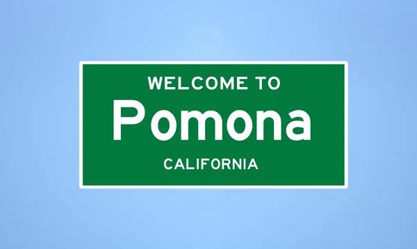 Pomona, California şehir sınırı tabelası. Amerika 'dan kasaba tabelası.