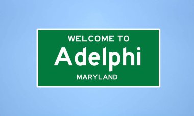 Adelphi, Maryland şehir sınırı tabelası. Amerika 'dan kasaba tabelası.